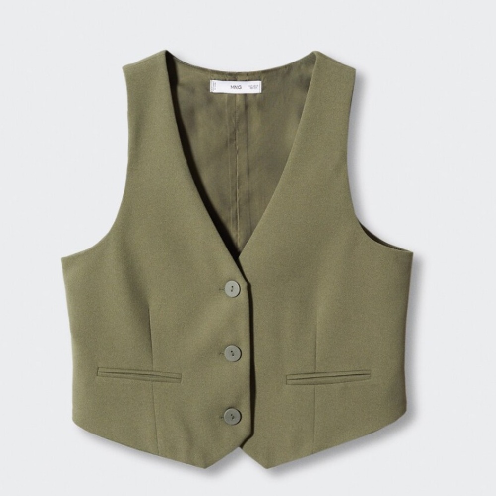 Mango khaki/olive green suit vest w/ buttons - Size XXL